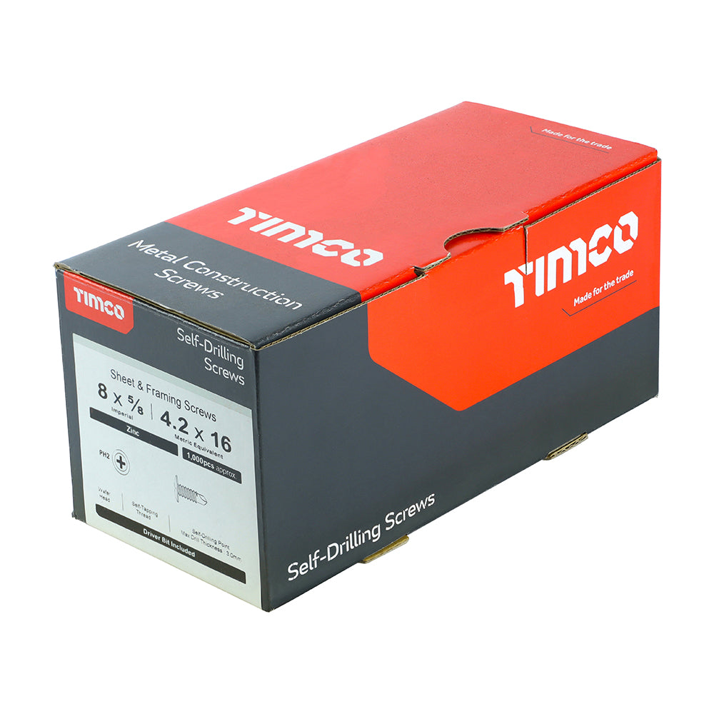 TIMCO Self-Drilling Wafer Head Silver Screws - 4.2 x 16 - Image