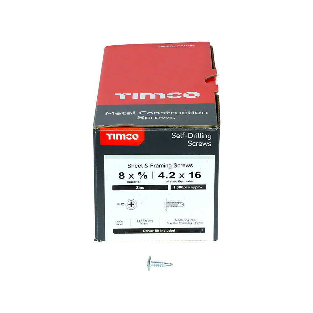 TIMCO Self-Drilling Wafer Head Silver Screws - 4.2 x 16 - Image