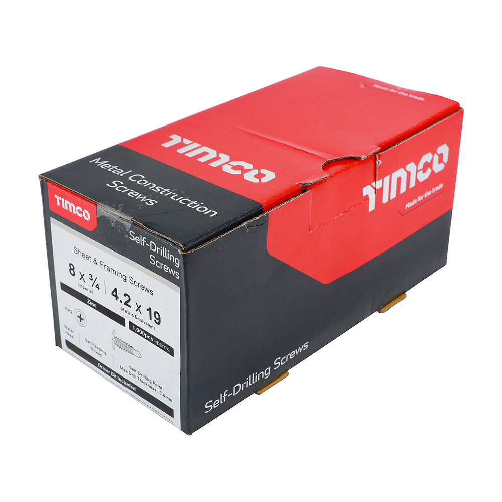 TIMCO Self-Drilling Wafer Head Silver Screws - 4.2 x 19 - Image