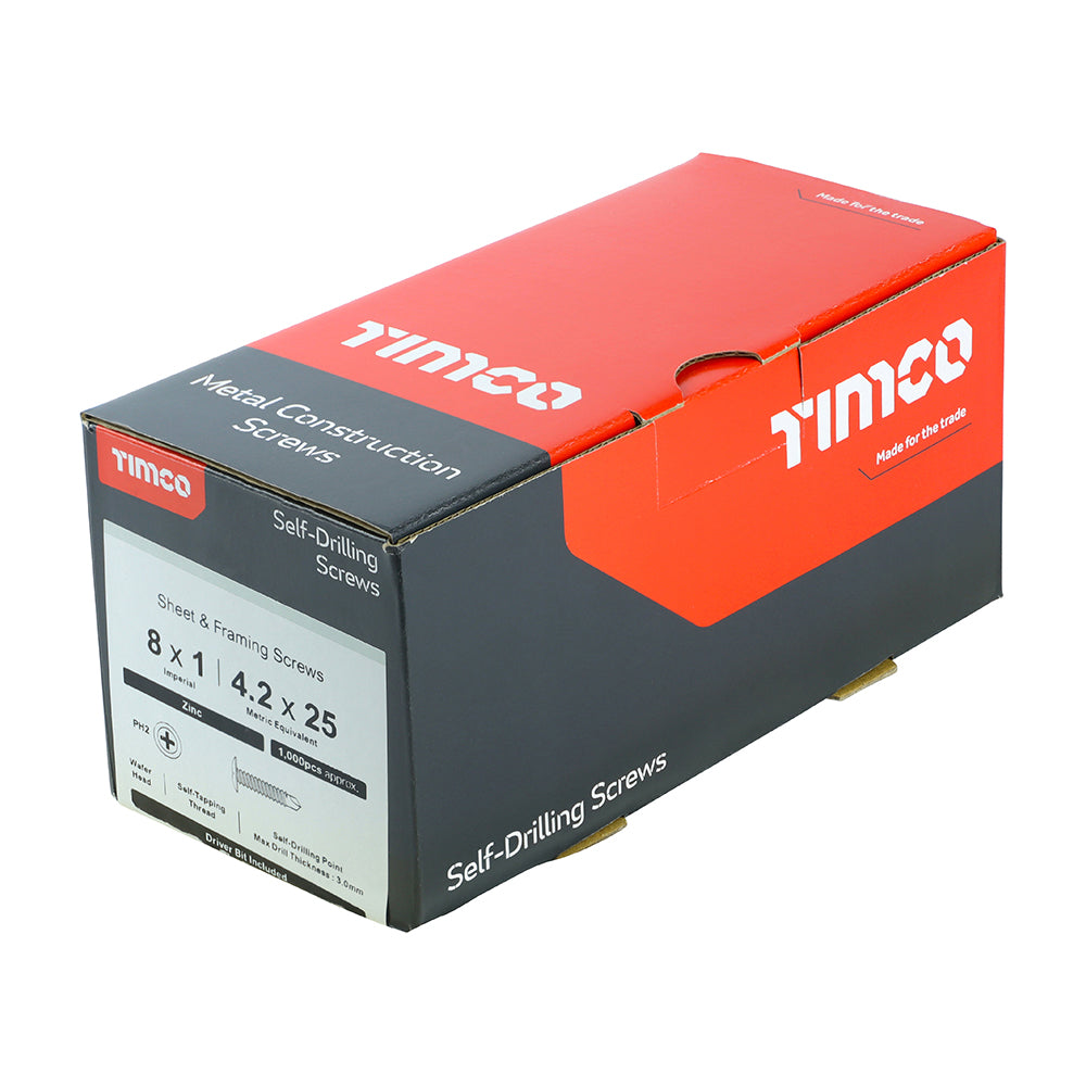 TIMCO Self-Drilling Wafer Head Silver Screws - 4.2 x 25 - Image