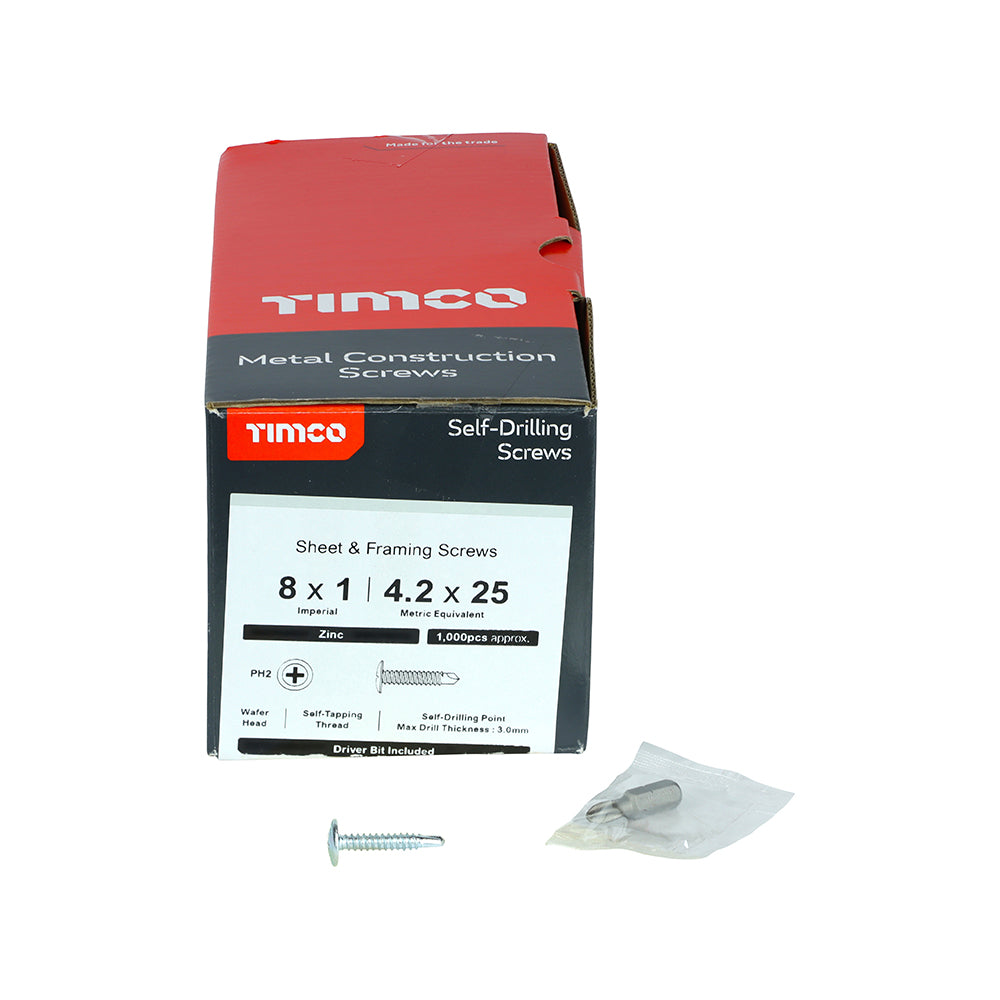 TIMCO Self-Drilling Wafer Head Silver Screws - 4.2 x 25 - Image