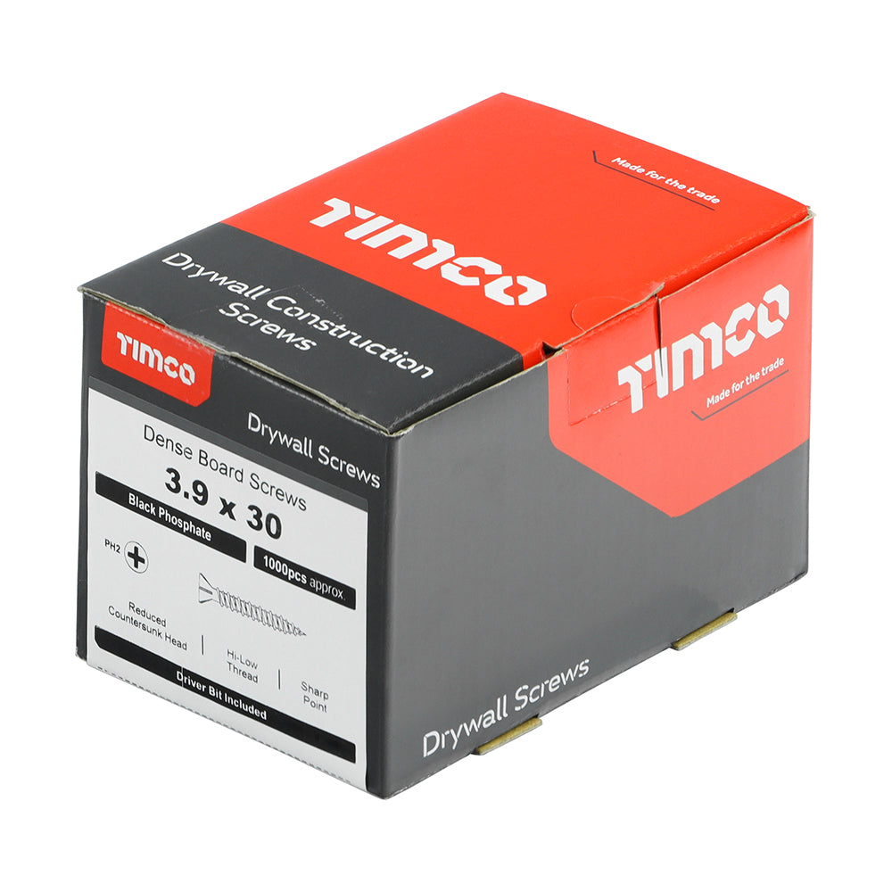 TIMCO Drywall Reduced Countersunk Black Dense Board Screws - 3.9 x 30 - Image