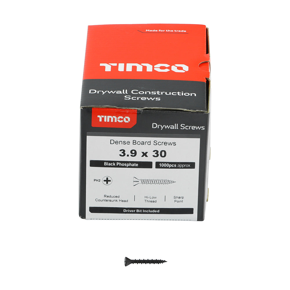 TIMCO Drywall Reduced Countersunk Black Dense Board Screws - 3.9 x 30 - Image