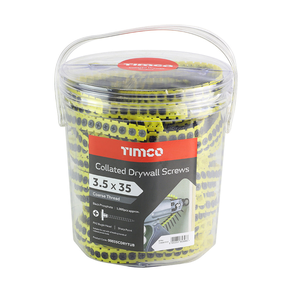 TIMCO Collated Drywall Coarse Thread Bugle Head Black Screws - 3.5 x 35 - Image