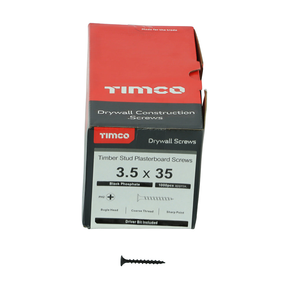 TIMCO Drywall Coarse Thread Bugle Head Grey Screws - 3.5 x 35 - Image