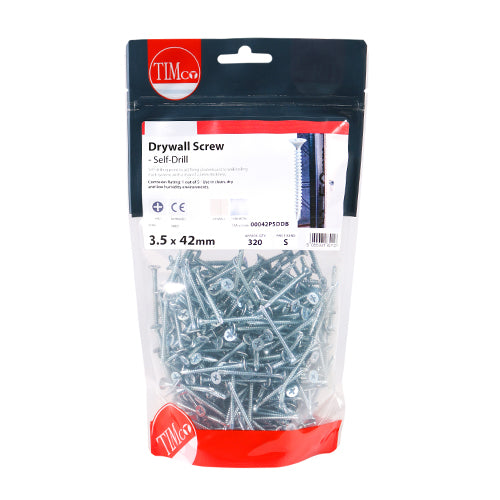 TIMCO Drywall Self-Drilling Bugle Head Silver Screws - 3.5 x 42 - Image