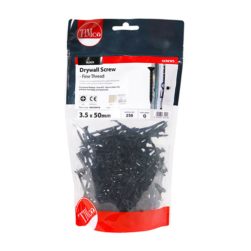 TIMCO Drywall Fine Thread Bugle Head Black Screws - 3.5 x 50 - Image