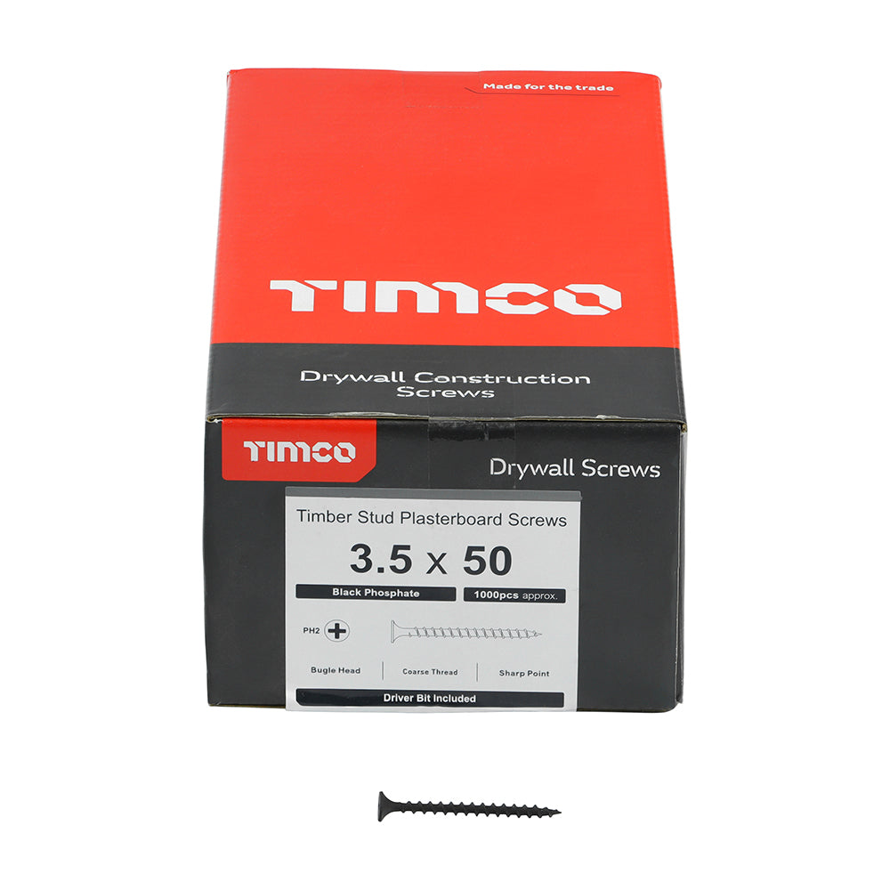 TIMCO Drywall Coarse Thread Bugle Head Grey Screws - 3.5 x 50 - Image