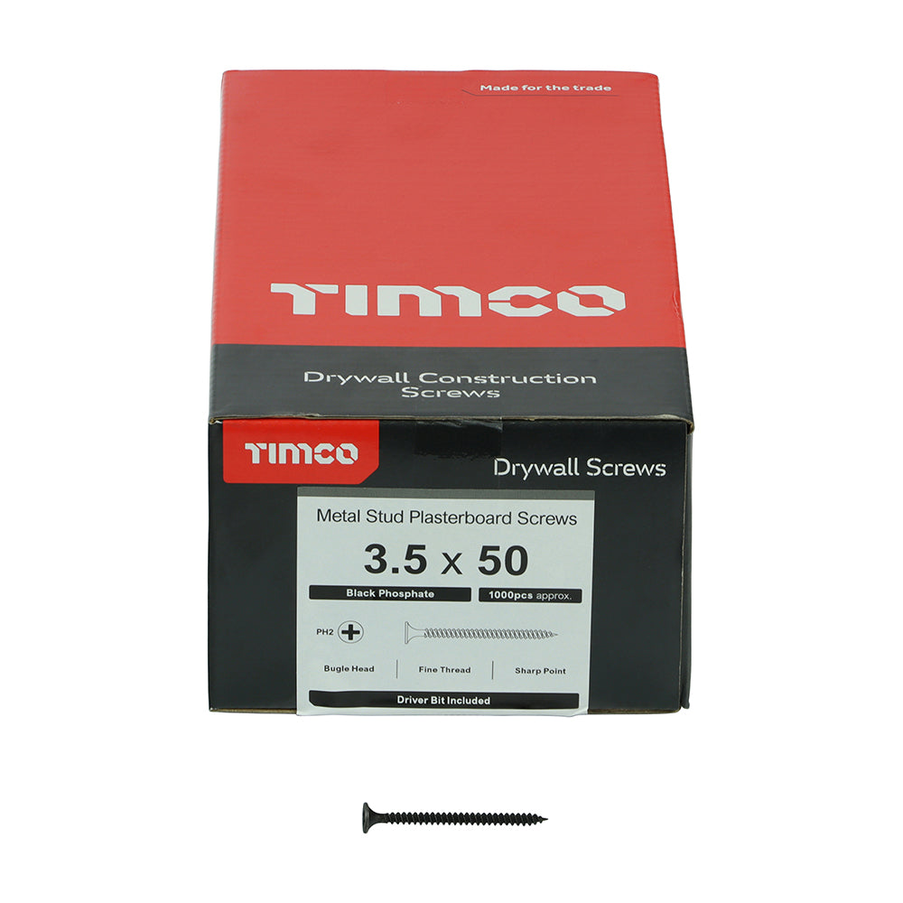 TIMCO Drywall Fine Thread Bugle Head Grey Screws - 3.5 x 50 - Image