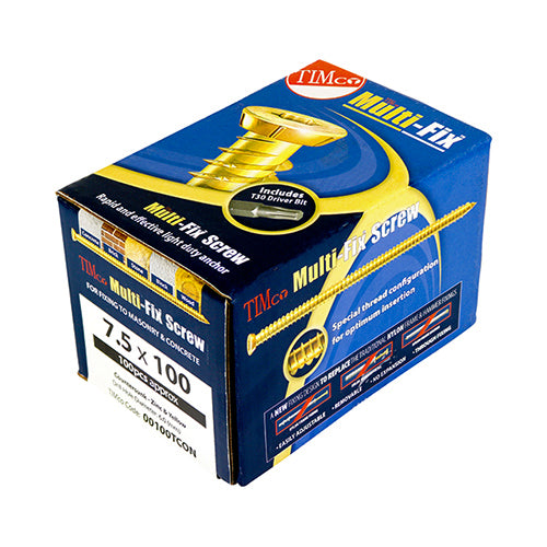 TIMCO Concrete Screws Flat Countersunk Gold - 7.5 x 50 - Image
