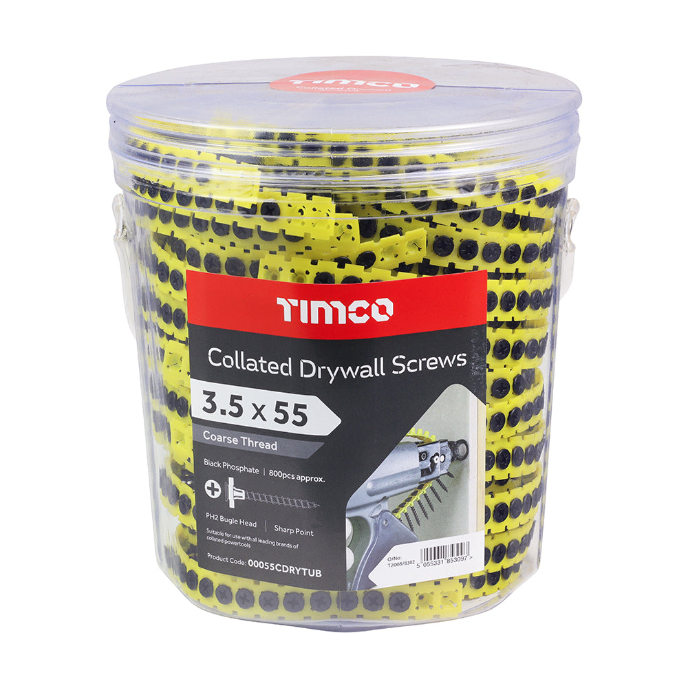 TIMCO Collated Drywall Coarse Thread Bugle Head Black Screws - 3.5 x 55 - Image
