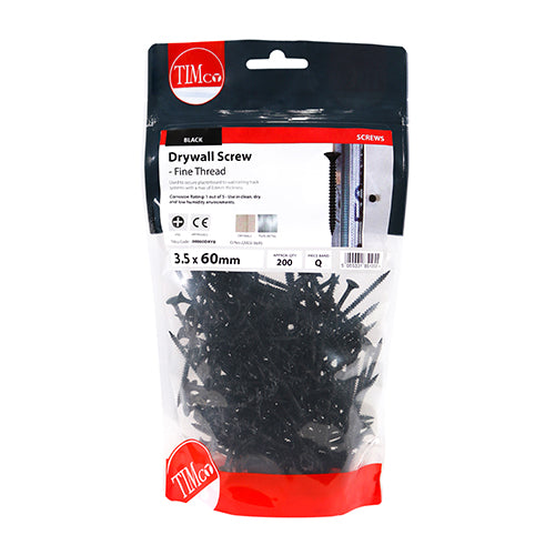 TIMCO Drywall Fine Thread Bugle Head Black Screws - 3.5 x 60 - Image