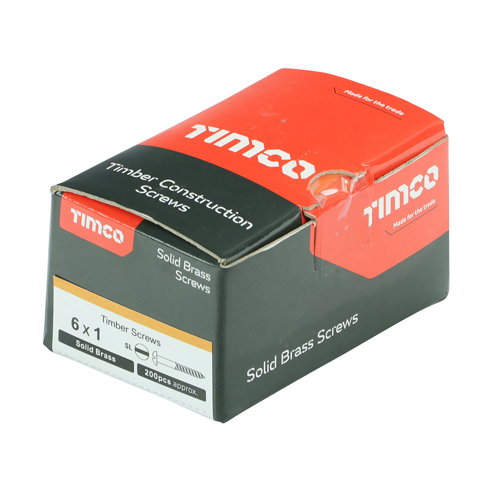 TIMCO Solid Brass Round Head Woodscrews - 6 x 1 - Image