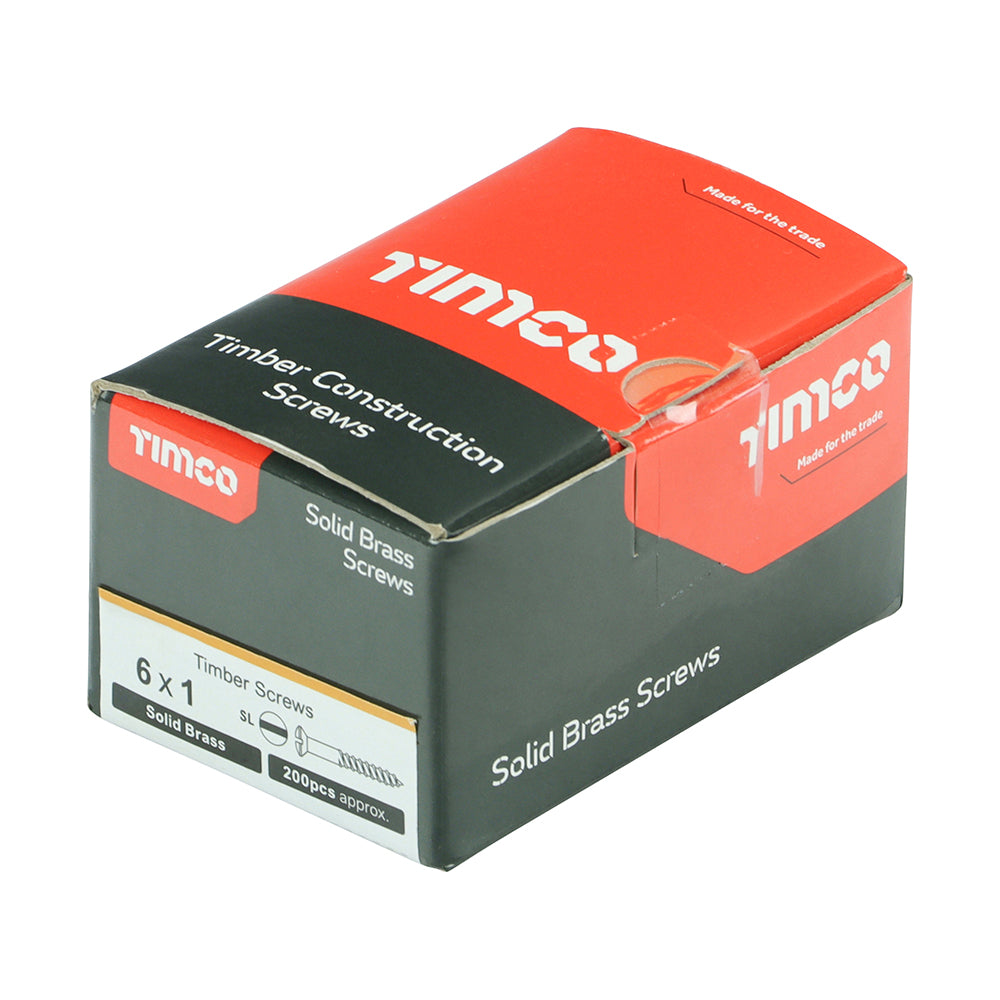 TIMCO Solid Brass Round Head Woodscrews - 6 x 1 - Image
