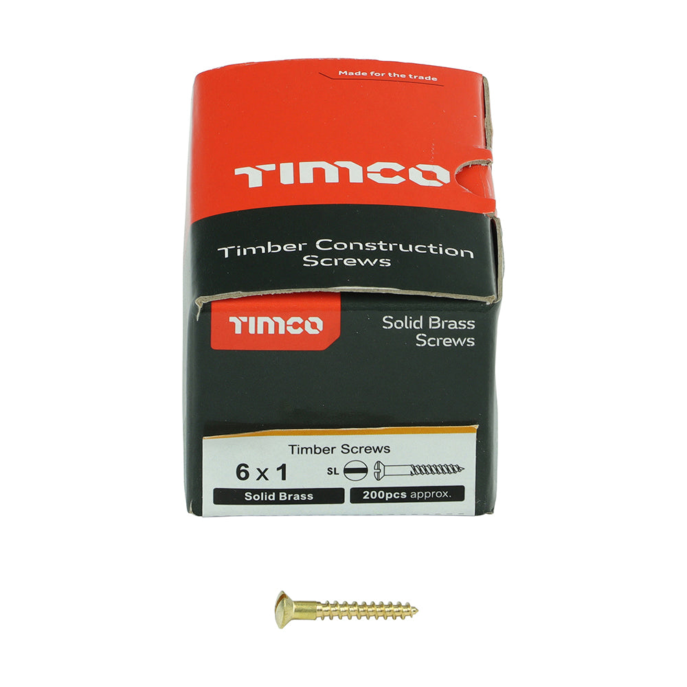 TIMCO Solid Brass Round Head Woodscrews - 6 x 1 - Image