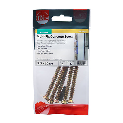 TIMCO Concrete Screws Flat Countersunk Gold - 7.5 x 70 - Image