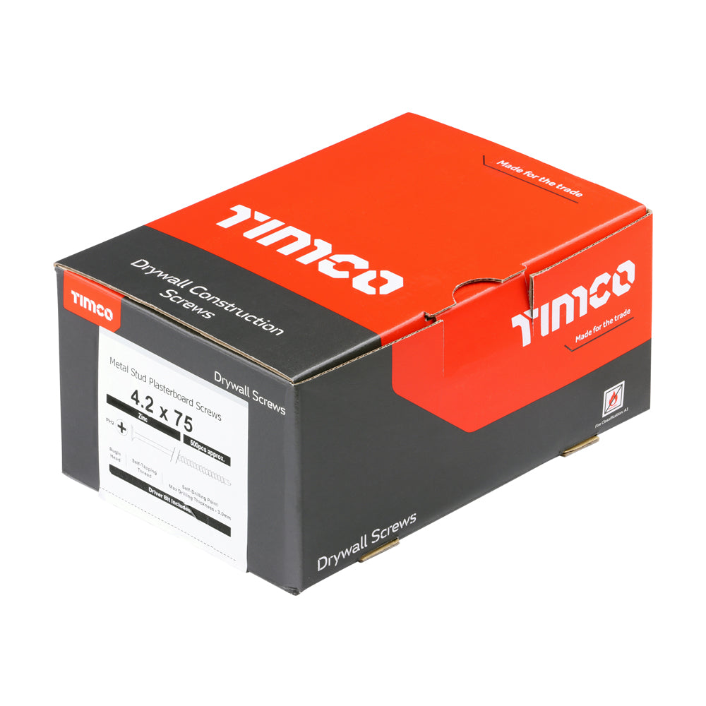 TIMCO Drywall Self-Drilling Bugle Head Silver Screws - 4.2 x 75 - Image