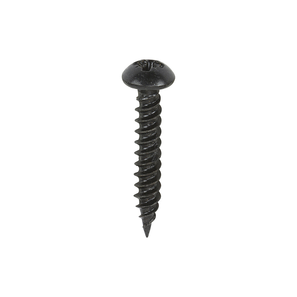 TIMCO Twin-Threaded Round Head Black Woodscrews - 8 x 1 - Image