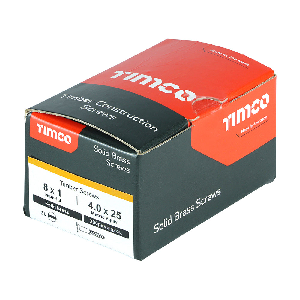 TIMCO Solid Brass Countersunk Woodscrews - 8 x 1 - Image