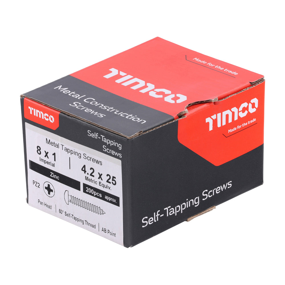 TIMCO Self-Tapping Pan Head Silver Screws - 8 x 1 - Image