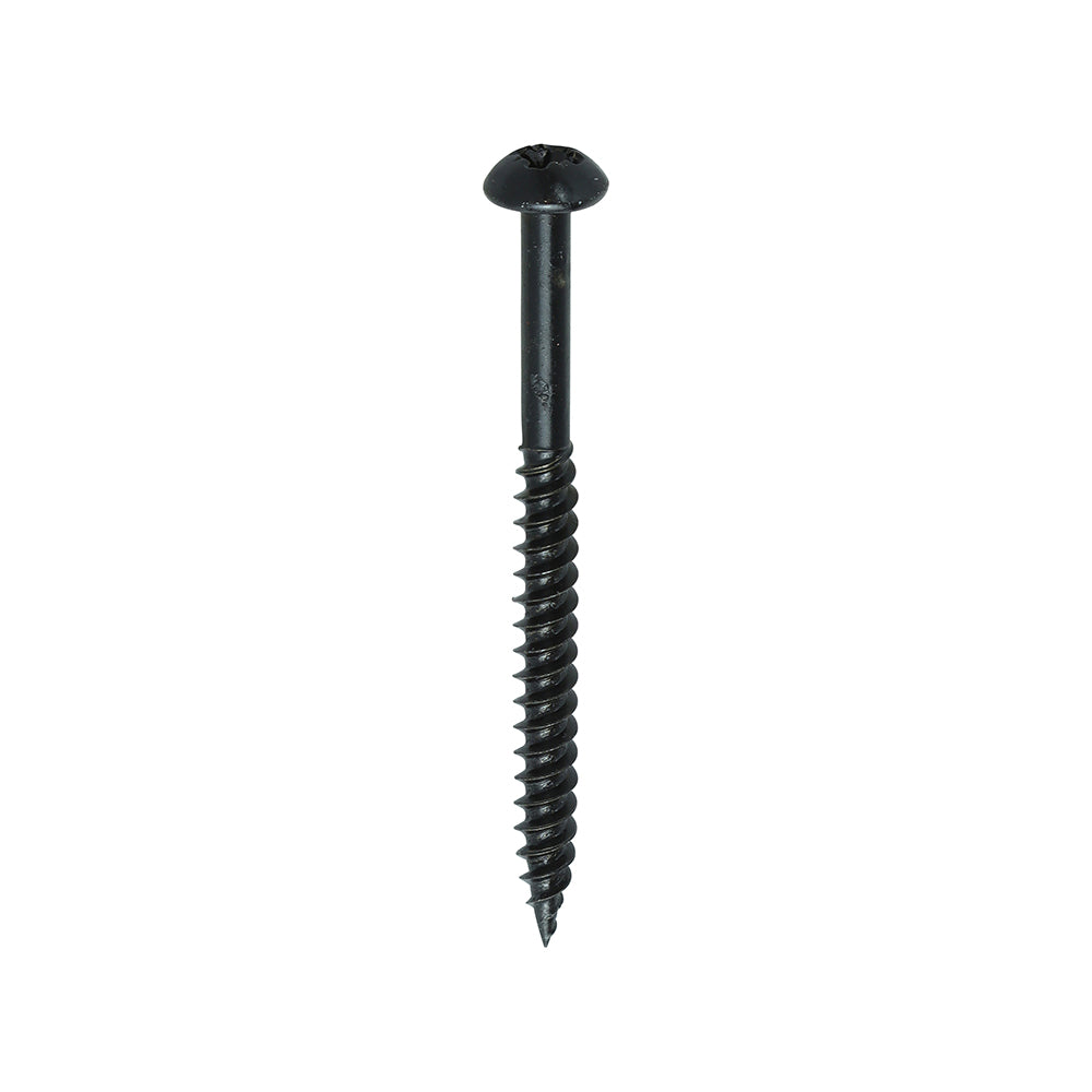 TIMCO Twin-Threaded Round Head Black Woodscrews - 8 x 2 - Image