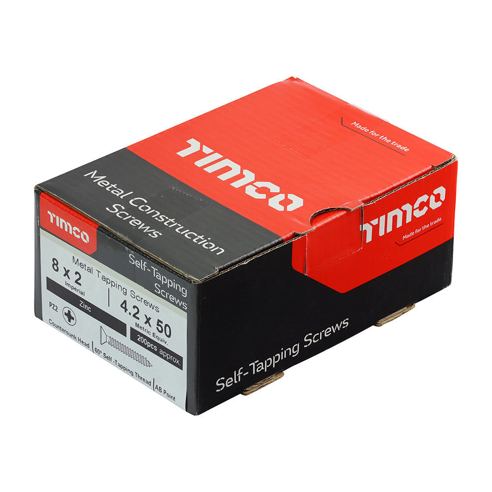 TIMCO Self-Tapping Countersunk Silver Screws - 8 x 2 - Image