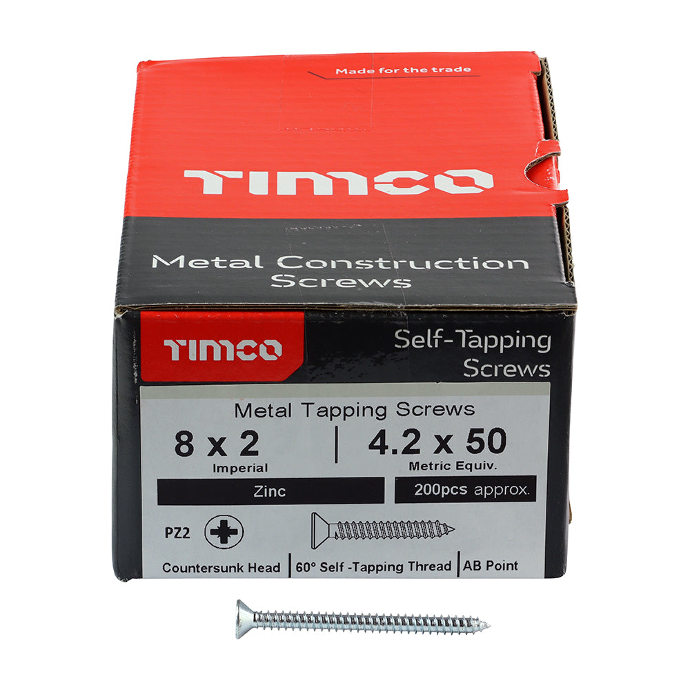 TIMCO Self-Tapping Countersunk Silver Screws - 8 x 2 - Image