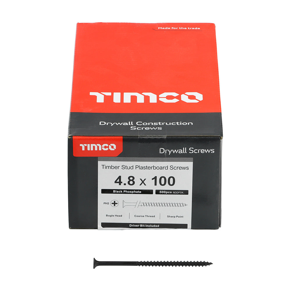 TIMCO Drywall Coarse Thread Bugle Head Grey Screws - 4.8 x 100 - Image