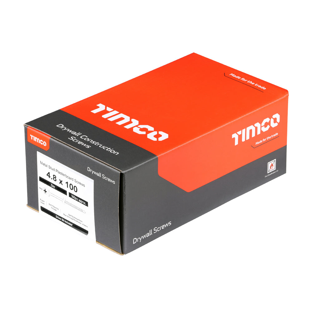 TIMCO Drywall Self-Drilling Bugle Head Silver Screws - 4.8 x 100 - Image
