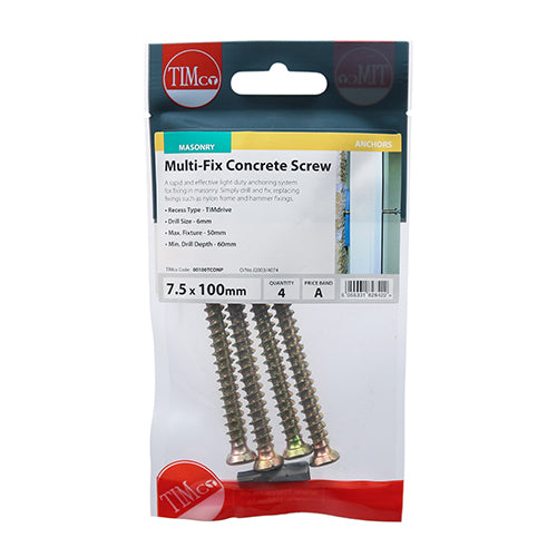 TIMCO Concrete Screws Flat Countersunk Gold - 7.5 x 100 - Image