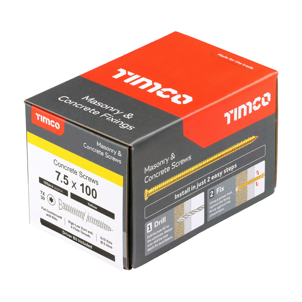 TIMCO Concrete Screws Flat Countersunk Gold - 7.5 x 100 - Image