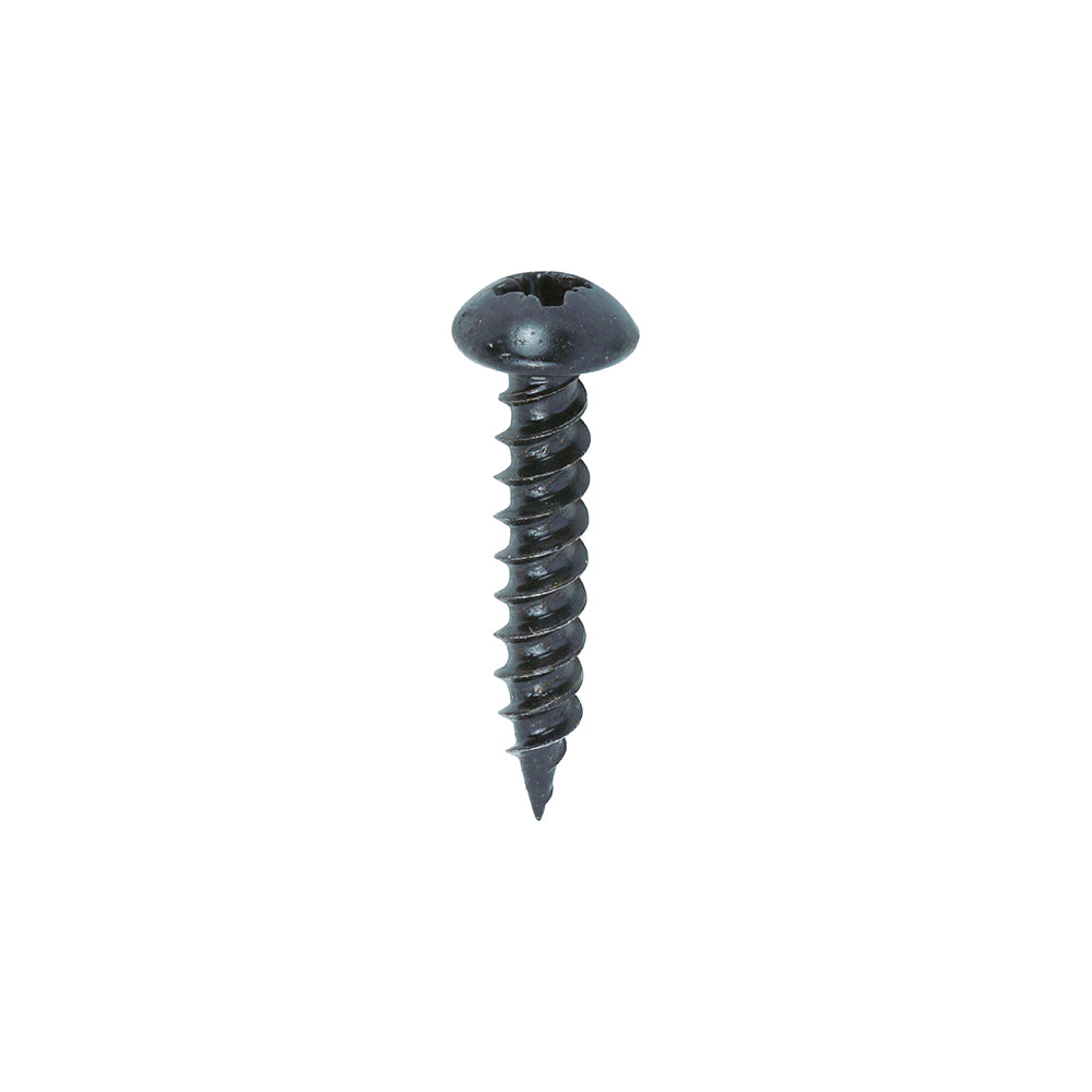 TIMCO Twin-Threaded Round Head Black Woodscrews - 10 x 1 - Image