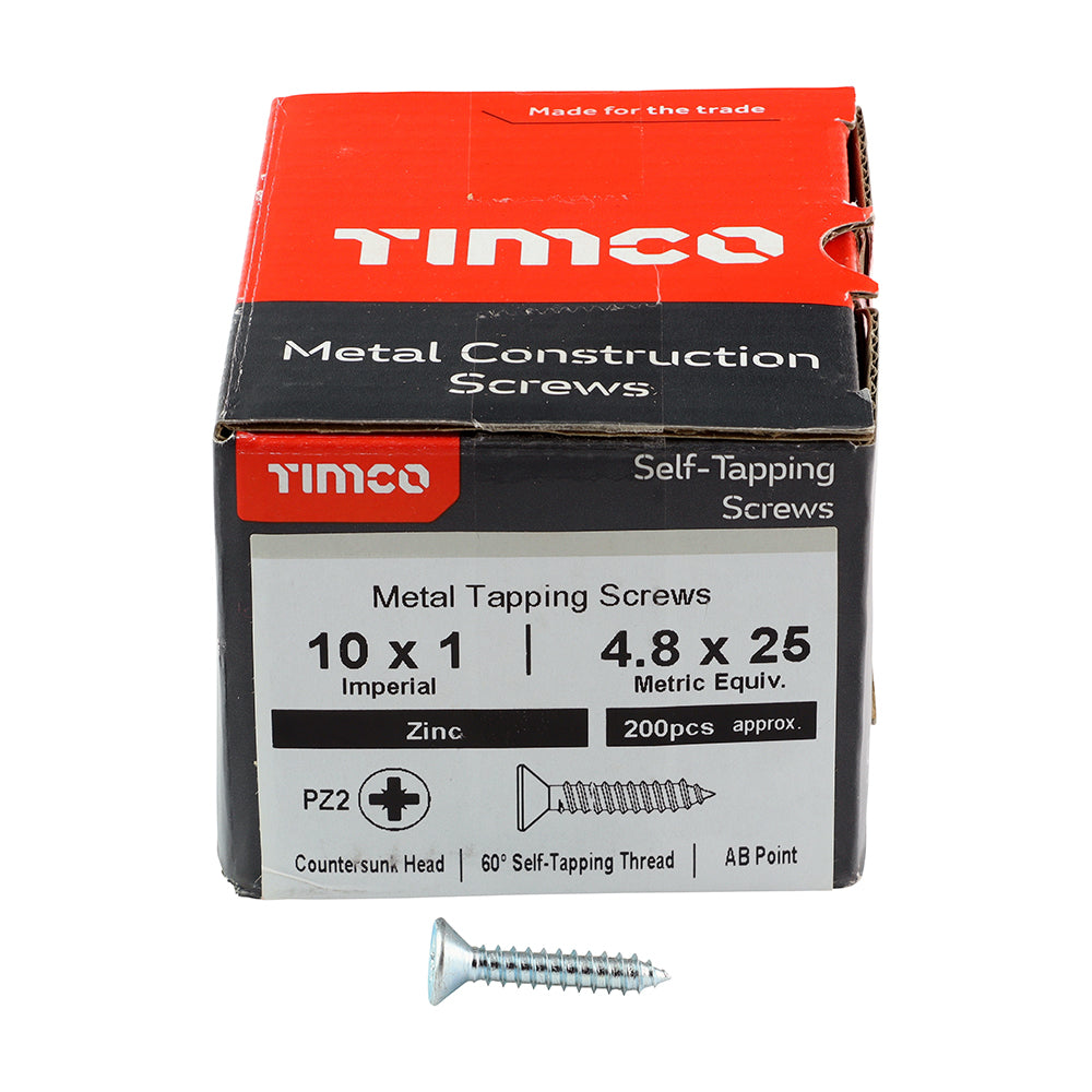 TIMCO Self-Tapping Countersunk Silver Screws - 10 x 1 - Image