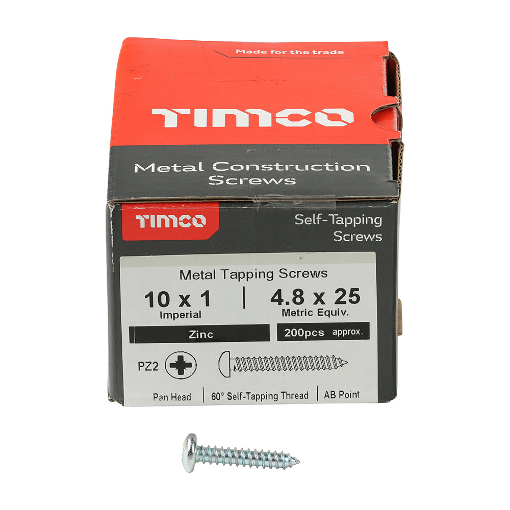 TIMCO Self-Tapping Pan Head Silver Screws - 10 x 1 - Image