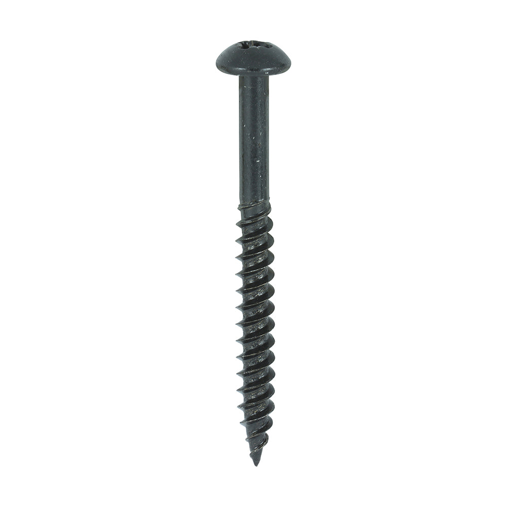 TIMCO Twin-Threaded Round Head Black Woodscrews - 10 x 2 - Image