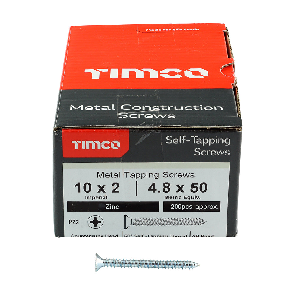 TIMCO Self-Tapping Countersunk Silver Screws - 10 x 2 - Image