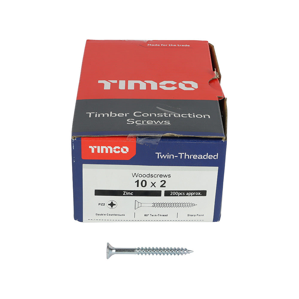 TIMCO Twin-Threaded Round Head Silver Woodscrews - 10 x 2 - Image