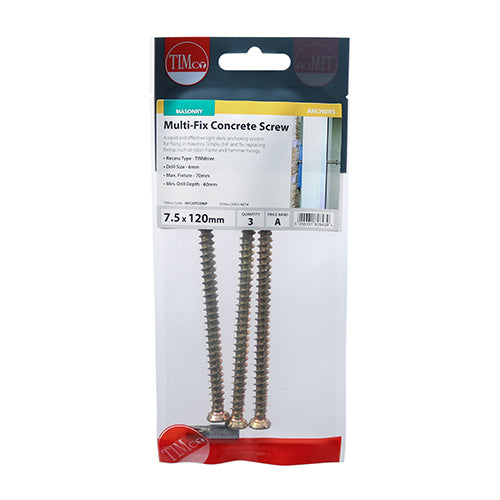 TIMCO Concrete Screws Flat Countersunk Gold - 7.5 x 120 - Image