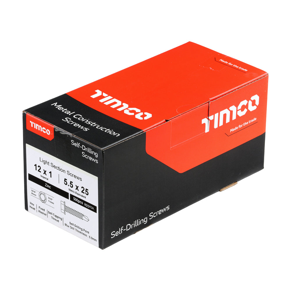 TIMCO Self-Drilling Light Section Silver Screws - 12 x 1 - Image