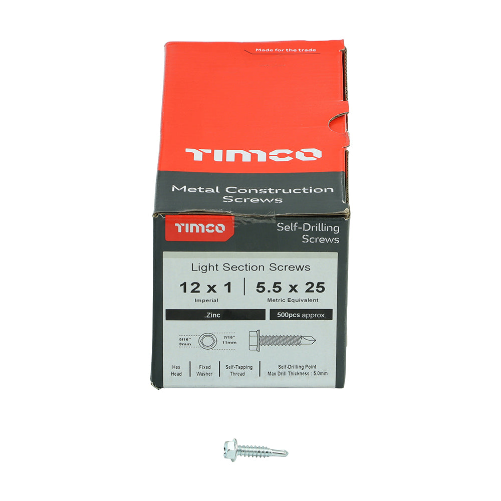 TIMCO Self-Drilling Light Section Silver Screws - 12 x 1 - Image