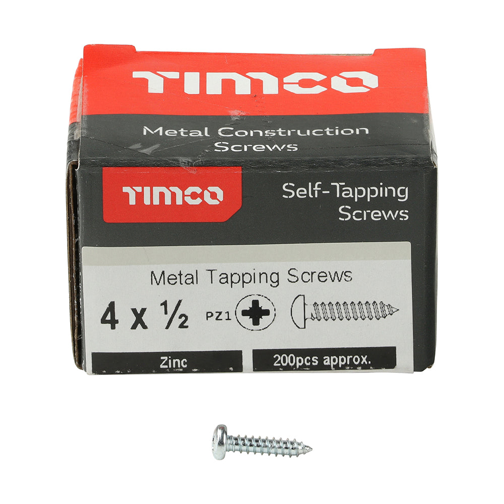 TIMCO Self-Tapping Pan Head Silver Screws - 4 x 1/2 - Image