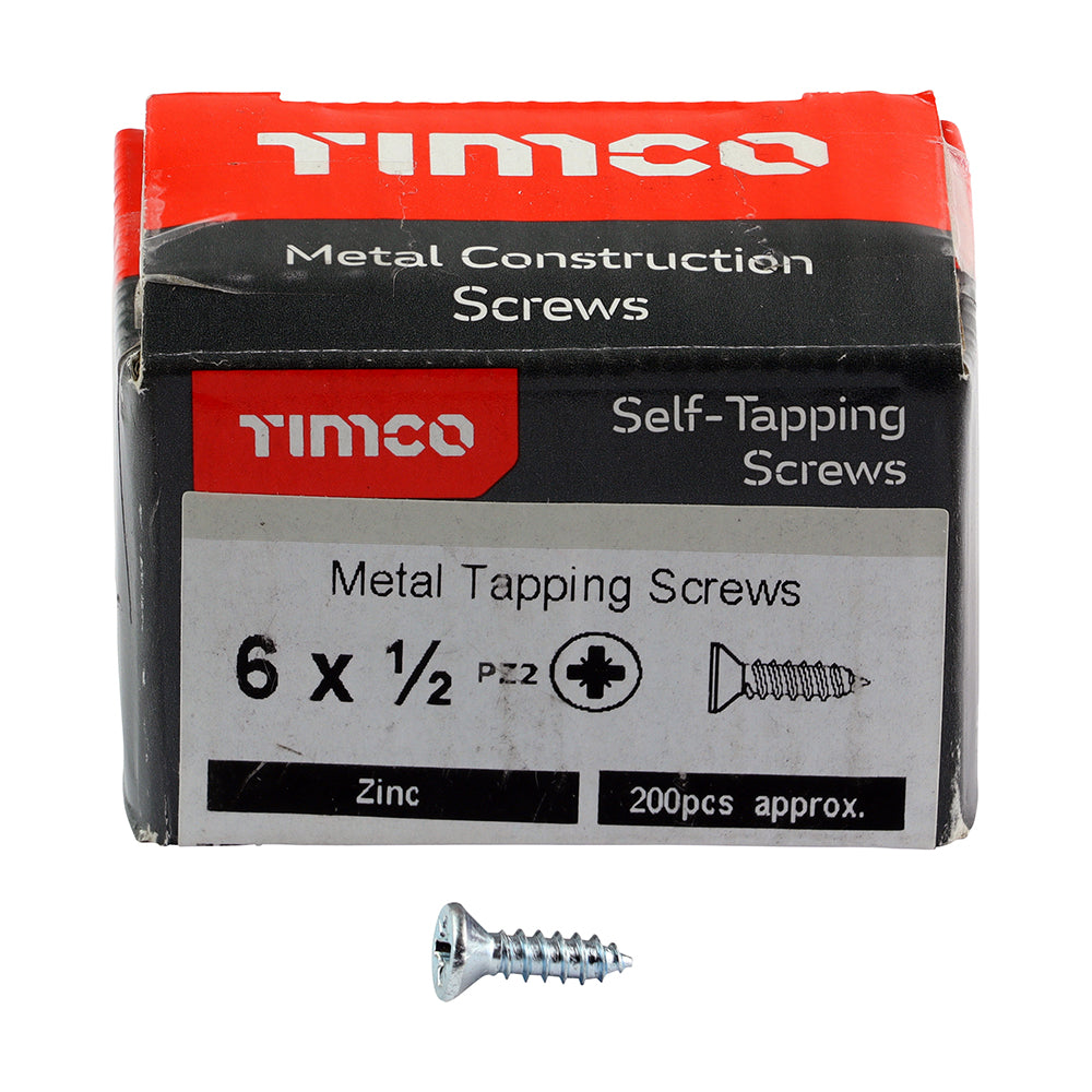 TIMCO Self-Tapping Countersunk Silver Screws - 6 x 1/2 - Image