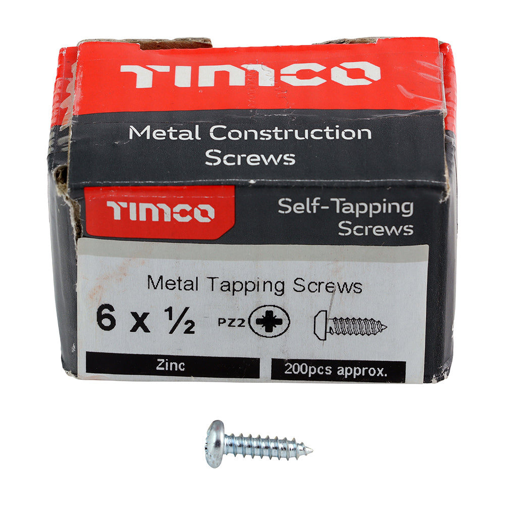 TIMCO Self-Tapping Pan Head Silver Screws - 6 x 1/2 - Image