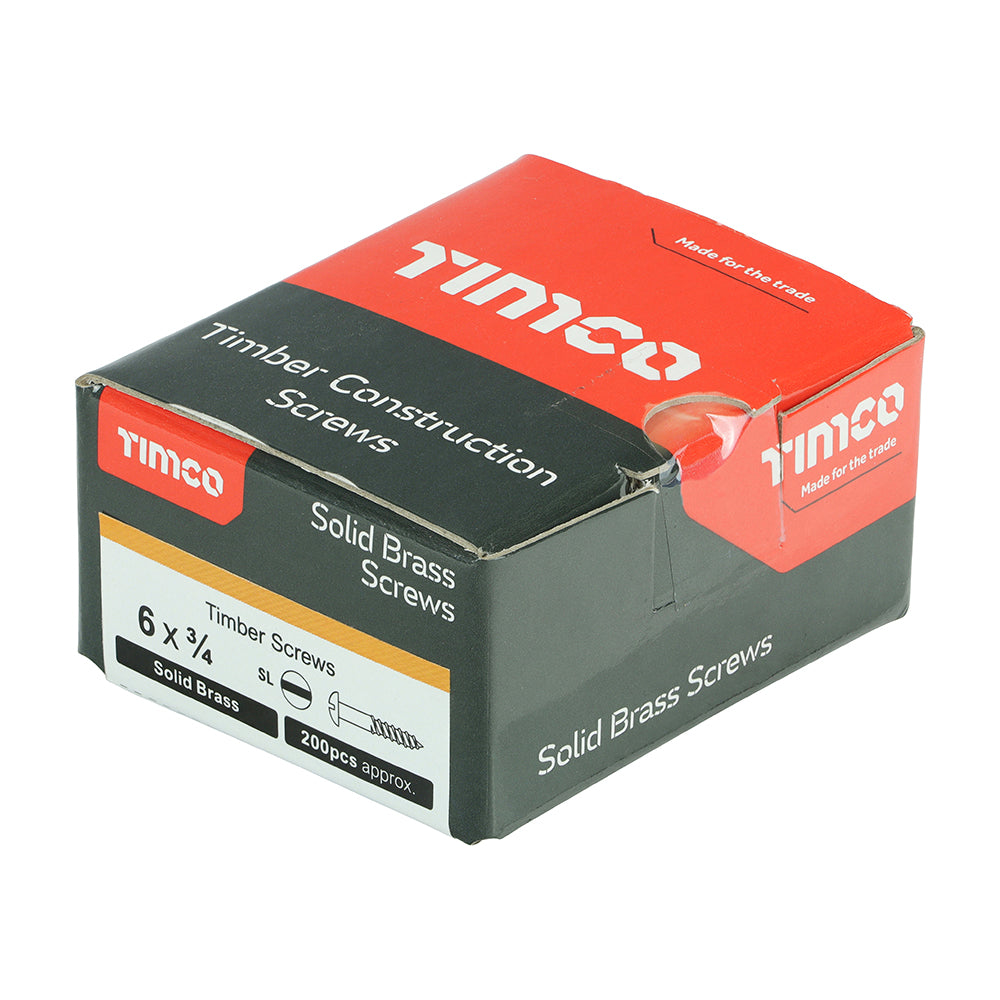TIMCO Solid Brass Round Head Woodscrews - 6 x 3/4 - Image