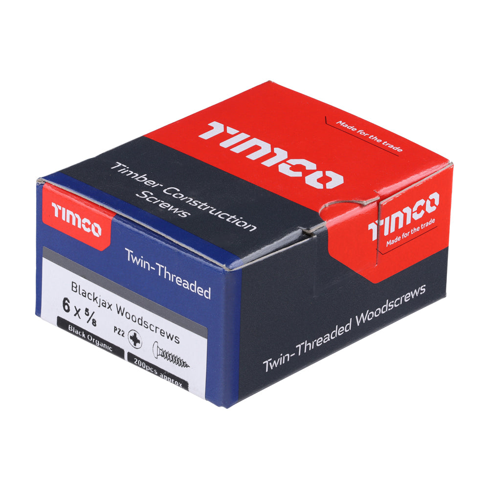 TIMCO Twin-Threaded Round Head Black Woodscrews - 6 x 5/8 - Image
