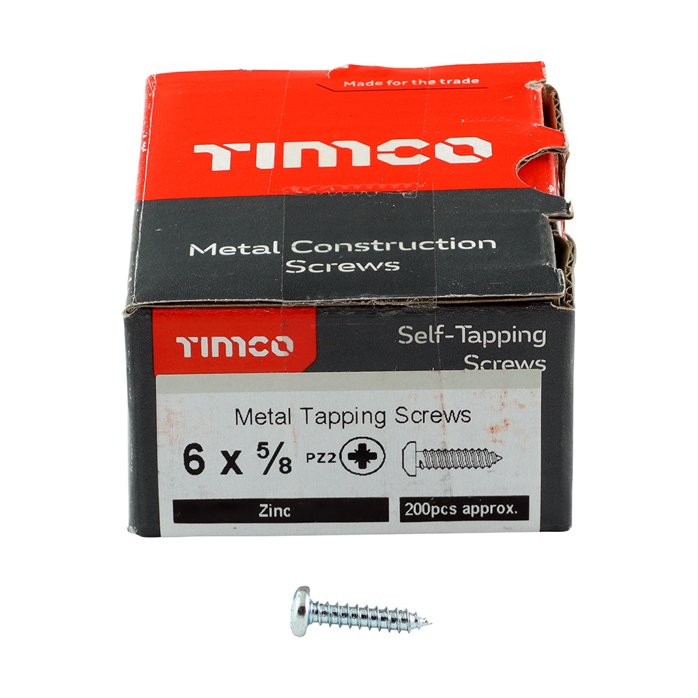 TIMCO Self-Tapping Pan Head Silver Screws - 6 x 5/8 - Image