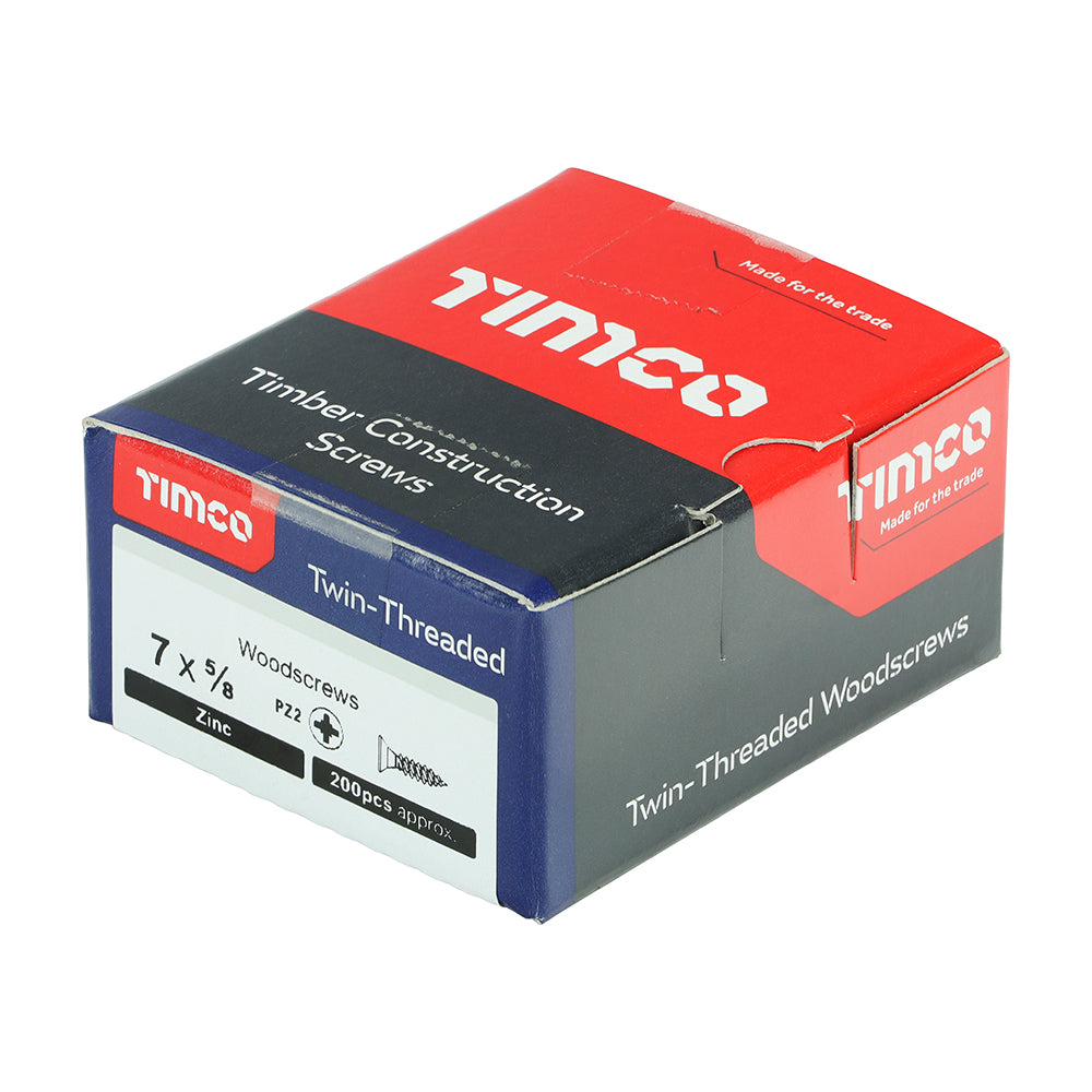 TIMCO Twin-Threaded Countersunk Silver Woodscrews - 7 x 5/8 - Image