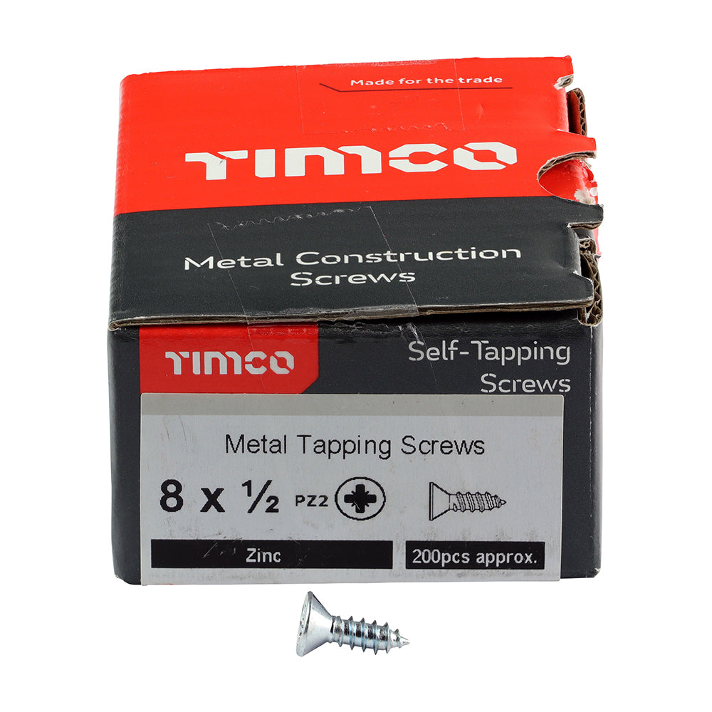 TIMCO Self-Tapping Countersunk Silver Screws - 8 x 1/2 - Image