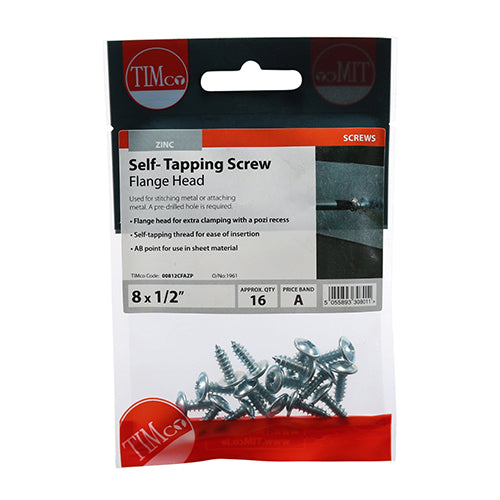 TIMCO Self-Tapping Flange Head Silver Screws - 8 x 1/2 - Image