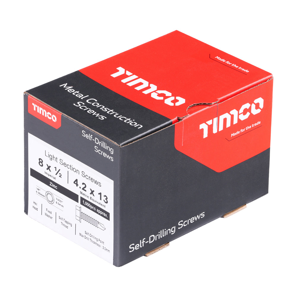 TIMCO Self-Drilling Light Section Silver Screws - 8 x 1/2 - Image